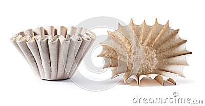 Coffee paper filters isolated on white Stock Photo