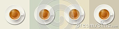 Coffee pattern. Cup of coffee on colorful background Stock Photo