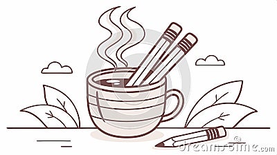 Coffee pencils write notes, study session, creative writing, break time, Vector Design, Generative AI Vector Illustration