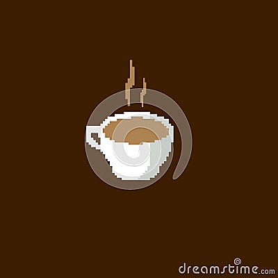 coffee pixel art style icon template Vector Illustration