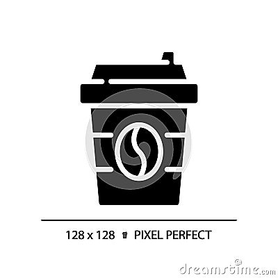 Coffee pixel perfect black glyph icon Vector Illustration