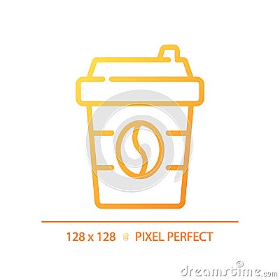 Coffee pixel perfect gradient linear vector icon Vector Illustration