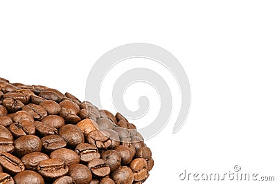 Coffee plate made from roasted coffee beans isolated on white background Stock Photo