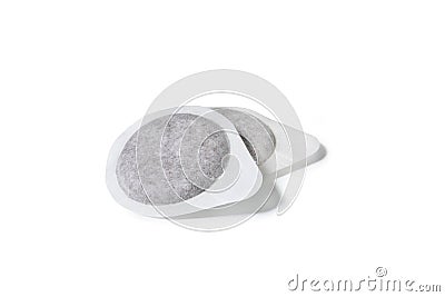 Coffee Pod/Capsule for Italian Espresso Machine, Close-Up of a Pair, Disposable and Compostable Filter Paper Stock Photo