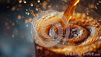 A coffee pour-over, capturing the mesmerizing spiral as hot water meets grounds Stock Photo