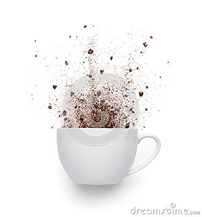 Coffee powder spilled out from cup Stock Photo