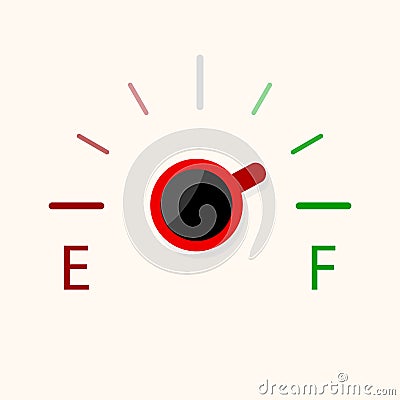 Coffee power indicator, full and empty level energy Vector Illustration