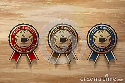 Coffee premium badge set Vector Illustration