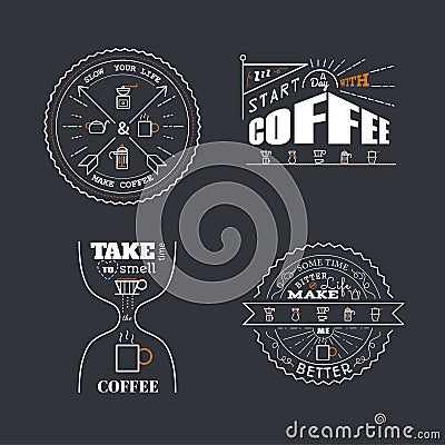 Coffee Quotes Lettering Badge Style Vector Illustration