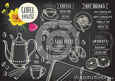 Coffee restaurant cafe menu, template design. Vector Illustration