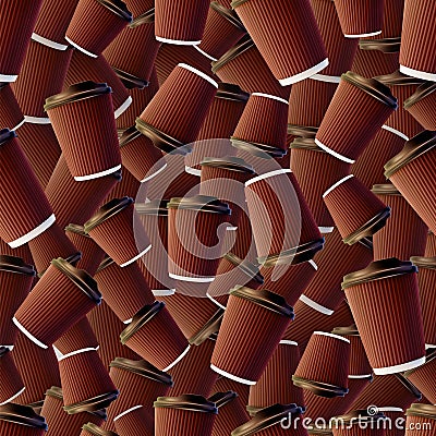 Coffee Ripple Cups Seamless Pattern Vector Illustration
