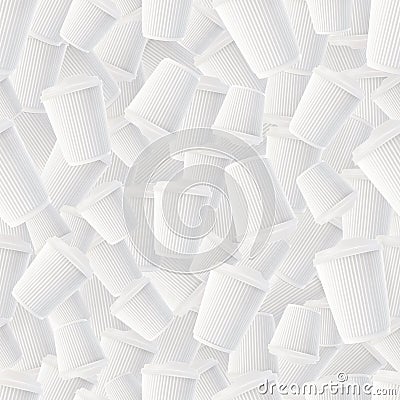 Coffee Ripple Cups White Background. Seamless Pattern Vector Illustration