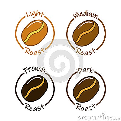 Coffee roast quality label set, sticker element Vector Illustration