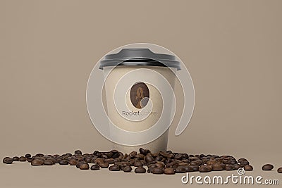 Rocket and Coffee logo Concept barista coffee cup beverage vector illustrations. Vector Illustration