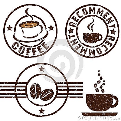 Coffee rubber stamps Stock Photo