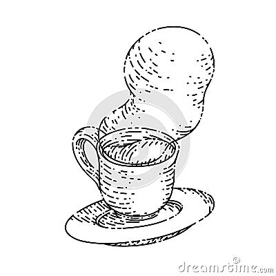 coffee saucer sketch hand drawn vector Cartoon Illustration