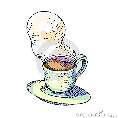 coffee saucer sketch hand drawn vector Cartoon Illustration