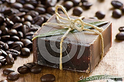 Coffee scented soap Stock Photo