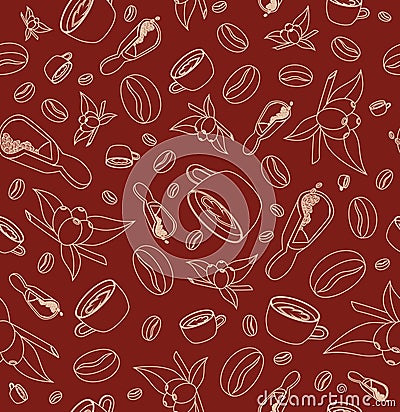 Coffee seamless background Vector Illustration