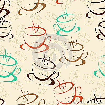 Coffee seamless background for your design Vector Illustration