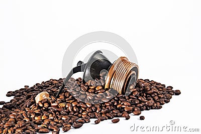 Coffee seed and grinder Stock Photo