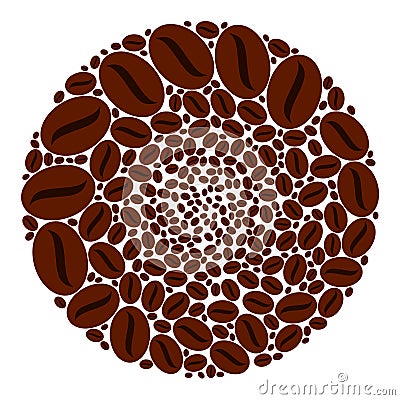 Coffee Seed Icon Spheric Globula Collage Vector Illustration
