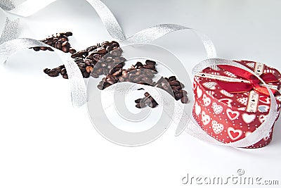 Coffee seeds with christmas presents Stock Photo