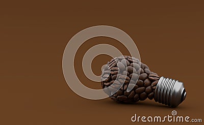 Coffee seeds in light bulb shape Cartoon Illustration