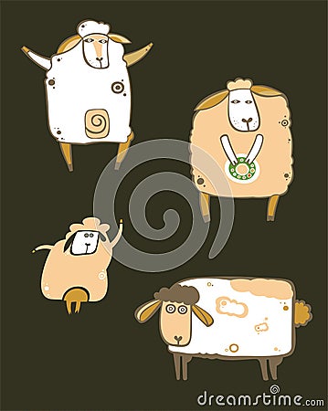 Coffee sheeps set Vector Illustration