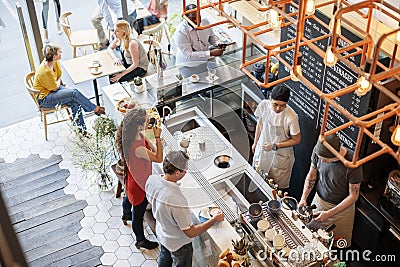 Coffee Shop Bar Counter Cafe Restaurant Relaxation Concept Stock Photo