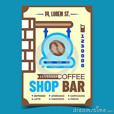 Coffee Shop Bar Creative Advertising Banner Vector Vector Illustration