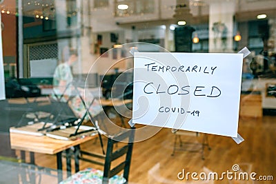 Coffee shop closed by covid-19 Stock Photo