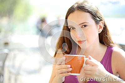 Coffee shop customer looking at you Stock Photo