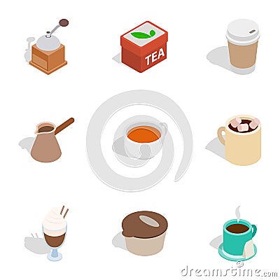 Coffee shop icons, isometric 3d style Vector Illustration