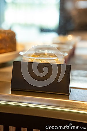 Coffee shop interior with different tasty desserts Stock Photo