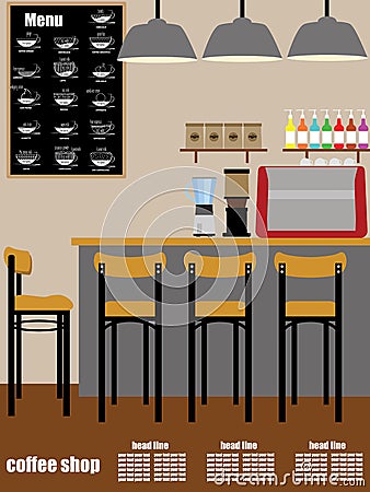 Coffee shop Interior Vecto Vector Illustration