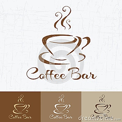 Coffee shop logo design template retro style. Vintage Design for Logotype, Label, Badge and brand design. Hand drawn coffee cup ve Vector Illustration