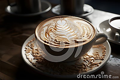 Coffee shop of showcase the intricate textures of the coffee cups. AI Generated Stock Photo