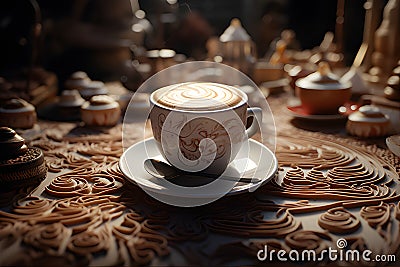 Coffee shop of showcase the intricate textures of the coffee cups. AI Generated Stock Photo
