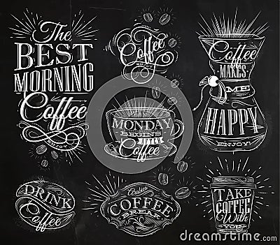 Coffee signs chalk Vector Illustration