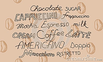 Coffee signs with coffee beans. Vector Illustration