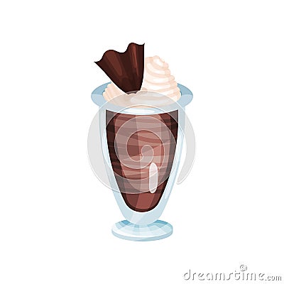 Coffee smoothie with whipped cream, refreshment beverage in glass cartoon vector Illustration Vector Illustration