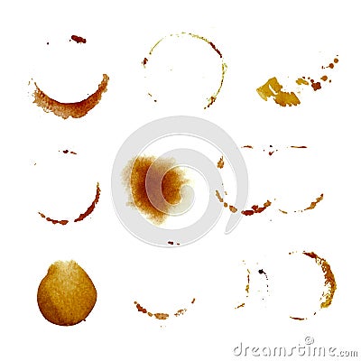 Coffee stain circles in brown tones Vector Illustration