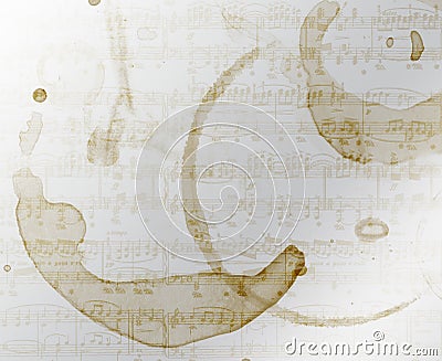 Coffee stained Music Background Cartoon Illustration