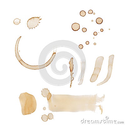 Coffee Stains, Drips And Smears Isolated Stock Photo