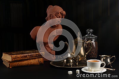 Coffee still life in poetic, retro style Stock Photo