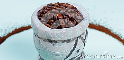 Coffee on stone Mortar Stock Photo