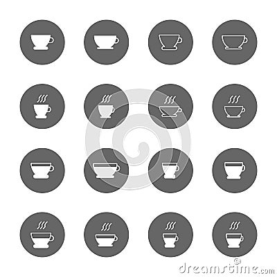 Coffee and tea cup icons set Vector Illustration