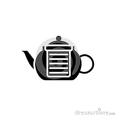 Coffee and tea glass kettler glyph icon. Teapot, brewer. Isolated vector stock illustration Vector Illustration