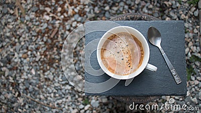 Coffee and Tea-Spoon on a plate Stock Photo